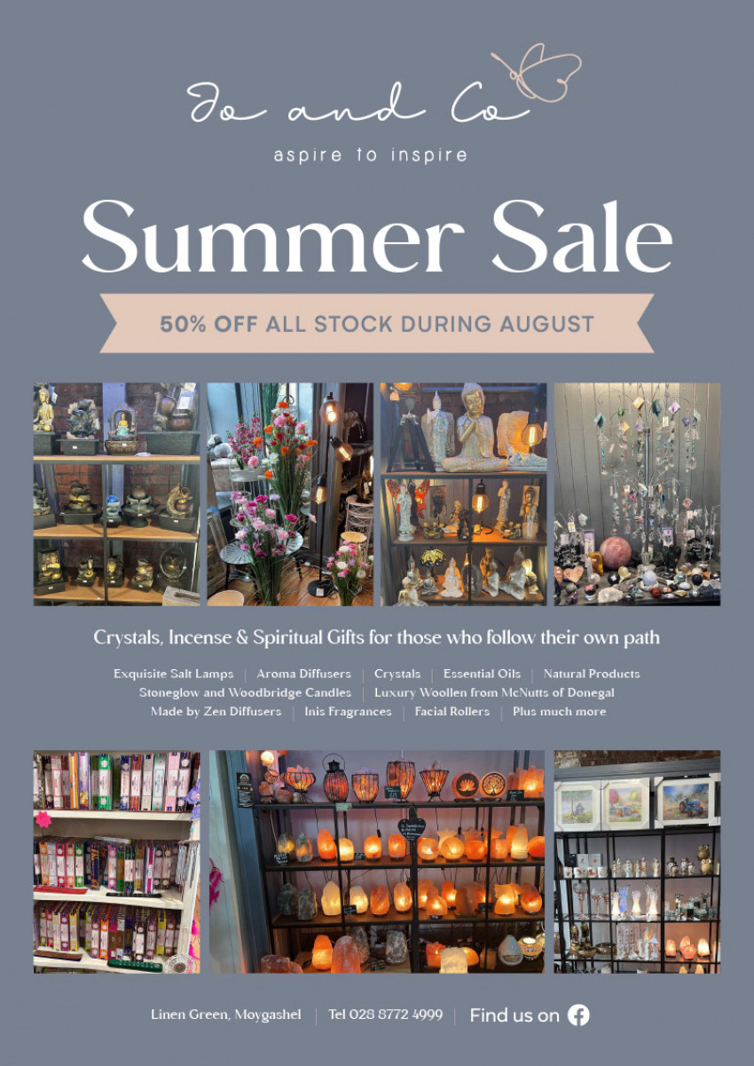 Jo and Co Summer Sale now on with 50% off all stock during August.